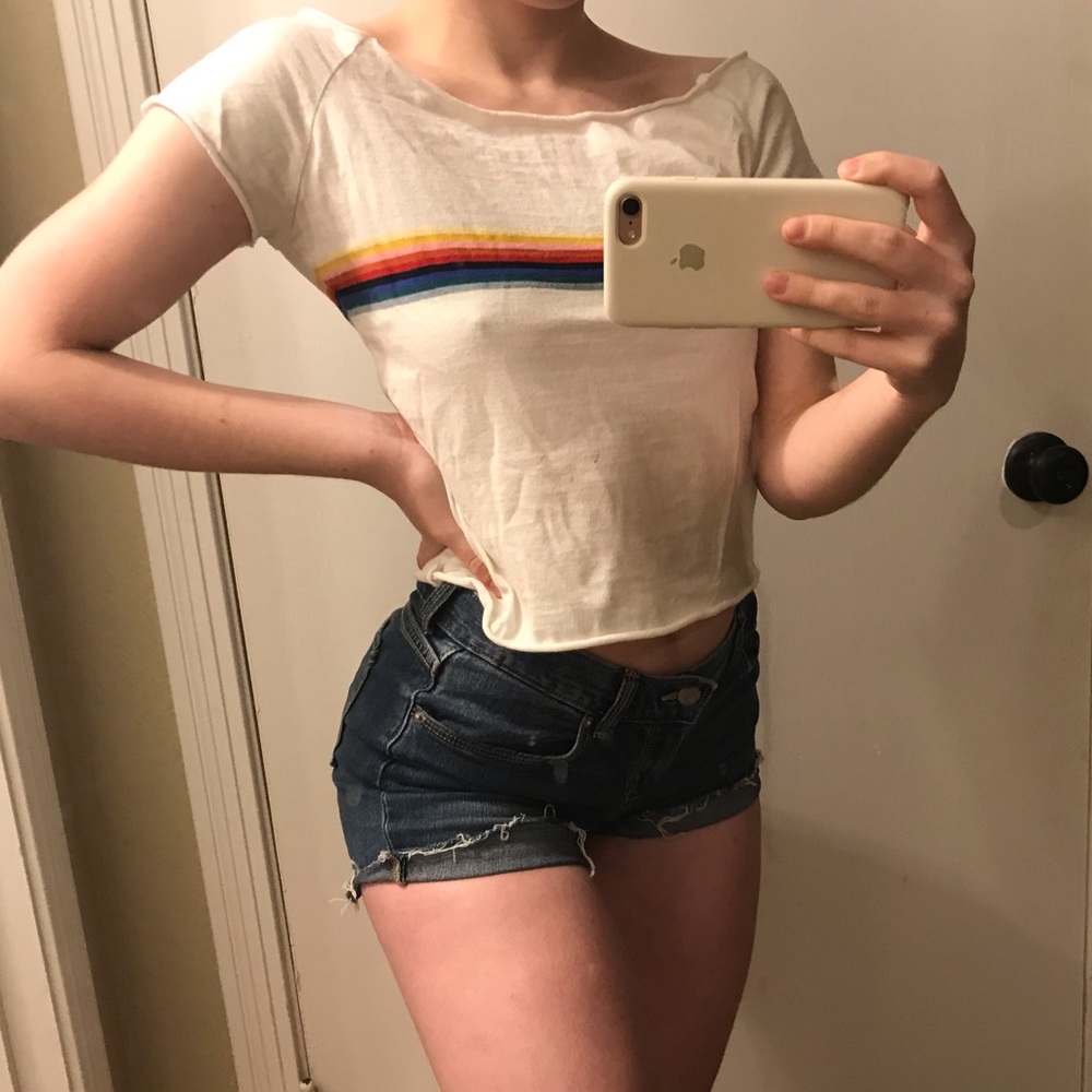 Brandy Melville rainbow stripe T-shirt - size S